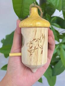 1入木製蜂鳥餵食器,掛式花園鳥類餵食站,食品儲存容器,裝飾性 - 彩色 - 查看 8