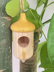 1入木製蜂鳥餵食器,掛式花園鳥類餵食站,食品儲存容器,裝飾性 - 彩色 - 查看 1
