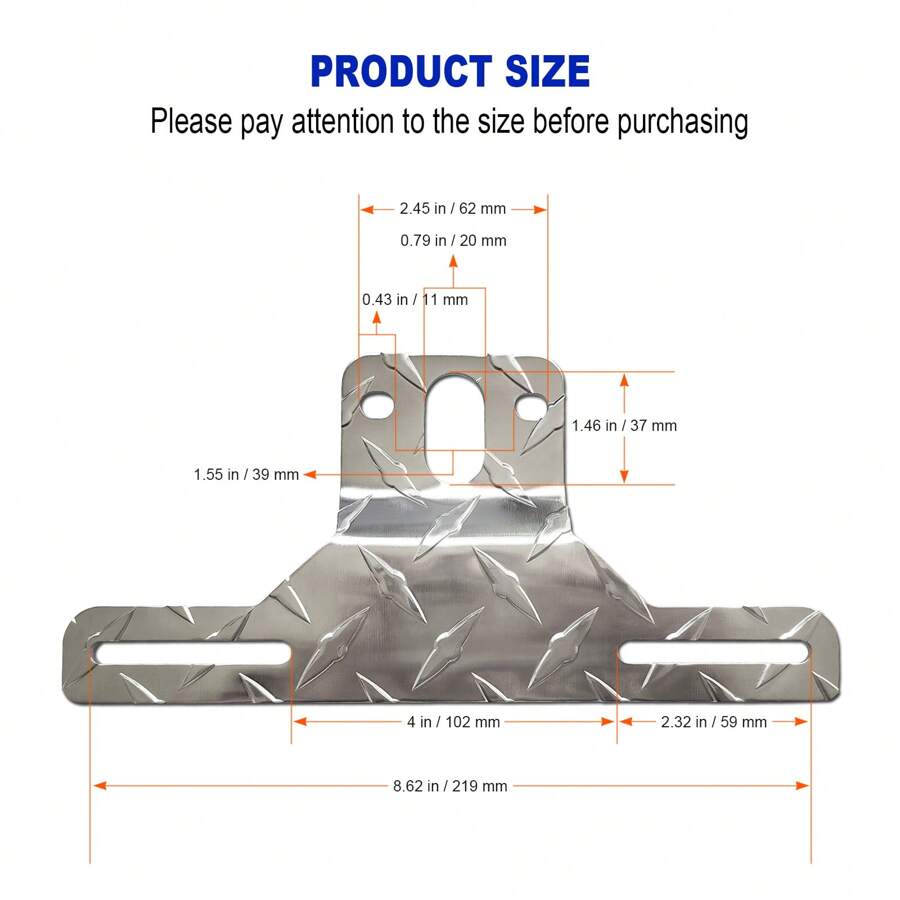 1 Pack Trailer License Plate Bracket Frame Aluminum HeavyDuty Bracket Holder For Trucks