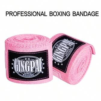 1 Pair Pink Thai Boxing, MMA, Boxing Hand Wraps, Sports Sweat Absorbent Bandages, 3m/5m, For Students And Adults