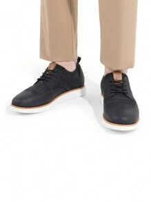 Men's Mesh Lace-Up Oxfords Sneakers Casual Dress Lightweight Walking Shoes 2.0 EVA Midsole MD Outsole - 黑色 - 查看 3
