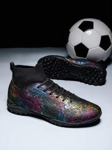 High-Top Professional Soccer Shoes Unisex Outdoor Football Boots With Studs For Artificial Turf Training Anti-Slip Matches - Black - View 3