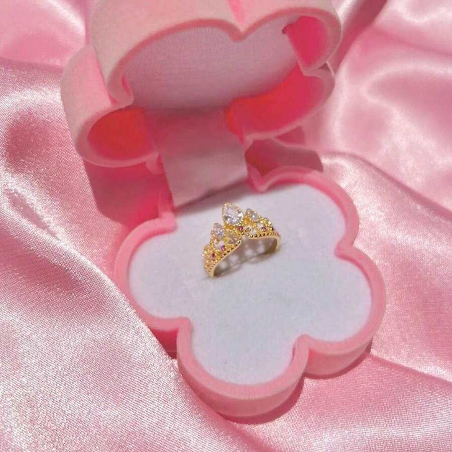 Adjustable Rapunzel Crown Rings Fashion  Gold Plated Wedding Geek Jewelry Opening High-End Princess Ring Woman - Gold - View 1