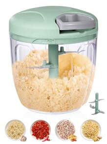 Multi-Function Garlic Press, Manual Garlic Crusher, Hand-Operated Garlic Mincer, Garlic Press, Garlic Peeler, Kitchen Tool, Suitable For Garlic, Chili, Vegetables, Fruits, Onions And Other Ingredients Cutting - Green - View 2