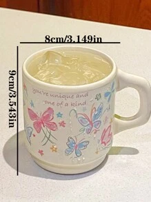 1 szt. Malowany ręcznie kolorowy ceramiczny kubek motyla, stylowy kubek do kawy z tęczowym motylem dopaminy, bardzo atrakcyjny kubek na wodę dla najlepszego przyjaciela, słodki kubek na mleko dla pary, odpowiedni do salonu, jadalni, biura, akademika z powrotem do szkoły
