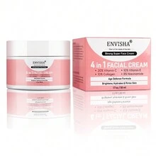 4合1臉部護理霜，富含維他命的臉部保濕霜，快速提拉臉部肌膚，緊實面部肌膚，淡化細紋和皺紋 - 白色 - 查看 1