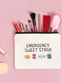 1pc Sweet Pattern Bag, Reusable Zipper Snack Bag, Travel Snacks Pouch For Girl Trips - Black - View 4