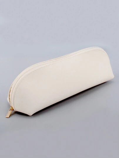 1/2 st pennfodral i läder i enfärgat, fräsch japansk pennlåda i campusstil, nödvändigheter för skolstart, kontorsmaterial, pennfodral, ryggsäck, väska