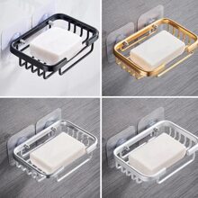 1pc Bathroom Soap Holder,Wall-Mounted Drainage Soap Dish,No Drilling Soap Saver For Shower With Aluminum Space Soap Box