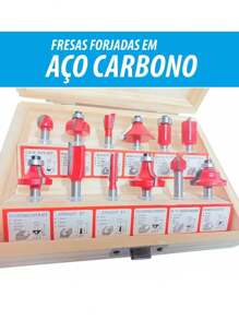 Fresa Para Tupia Manual Madeira Compativel Makita Bosch 6mm - Vermelho - Visão 2