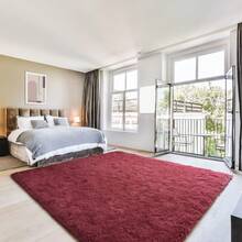 Available In A Variety Of Sizes And Colors Luxury Fluffy Area Rug Modern Shag Rugs For Bedroom Living Room, Super Soft And Comfy Carpet - 酒紅色 - 查看 6