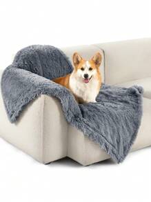 Waterproof Dog Blankets For Dogs - Calming Cat Blanket For Couch Protector Washable, Long Fau X Fur Pet Blanket For Puppy, Reversible Furniture Protection - 灰色 - 查看 7