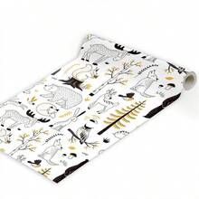 1片45x300cm可愛卡通動物圖案剝離式pvc啞光紋理壁紙,適用於臥室、客廳、家具、牆面翻新、廚房、桌面、櫥櫃,4季diy自粘式壁貼 - XBZ122 - 查看 7