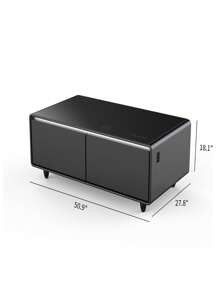 Smart Coffee Table, Coffee Table With Built In Fridge, Living Room Table With Touch Control Panel, Smart Refrigerator Table With Power Socket, 15W Cordless Charging Smart Table Black - Black - View 6