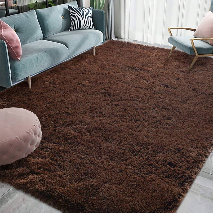 Available In A Variety Of Sizes And Colors Luxury Fluffy Area Rug Modern Shag Rugs For Bedroom Living Room, Super Soft And Comfy Carpet - Màu nâu Sô-cô-la - Xem 1