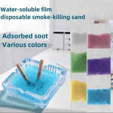 1入紙質使用即棄煙灰缸，附滅火凝膠和水晶砂灰，去除煙味，懶人必備時尚煙灰缸清潔工具 - 彩色 - 查看 1