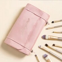 Bolsa de maquillaje de malla plegable, 1 pieza de gran capacidad, impermeable y transpirable, bolsa de aseo de moda con divisor, organizador de cosméticos multifuncional, estuche portátil para lápices labiales, pinceles, teléfono móvil, monedas, para uso doméstico, viajes y escuela, bolsa de maquillaje, bolsa de aseo, bolsa de cuidado de la piel, bolsa de viaje, cubos de embalaje, artículos esenciales de viaje, artículos esenciales de crucero, organizador de maquillaje, estuche de maquillaje, organizador de aseo de viaje, regalos esenciales, accesorios con cremallera