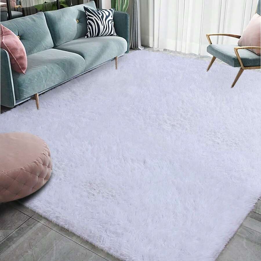 Available In A Variety Of Sizes And Colors Luxury Fluffy Area Rug Modern Shag Rugs For Bedroom Living Room, Super Soft And Comfy Carpet - 白色 - 查看 1