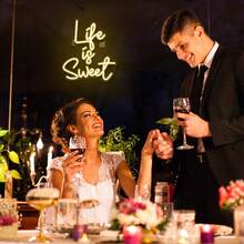 生活真甜螢光招牌,暖白色led螢光燈招牌,生活真甜螢光牆面裝飾,文字螢光牆面裝飾,usb供電,適用於臥室,派對,婚禮牆面照明裝飾 - 黃色 - 查看 7