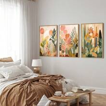 Bộ 3 bức tranh tường nghệ thuật rừng nhiệt đới trừu tượng Boho in vải canvas tranh màu đất áp phích trang trí thực vật cho phòng ngủ, phòng khách hoặc văn phòng không có khung - Nhiều màu - Xem 3