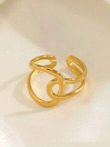 1pc Stainless Steel Fashionable Crisscross Ring Suitable For Women's Daily Wear