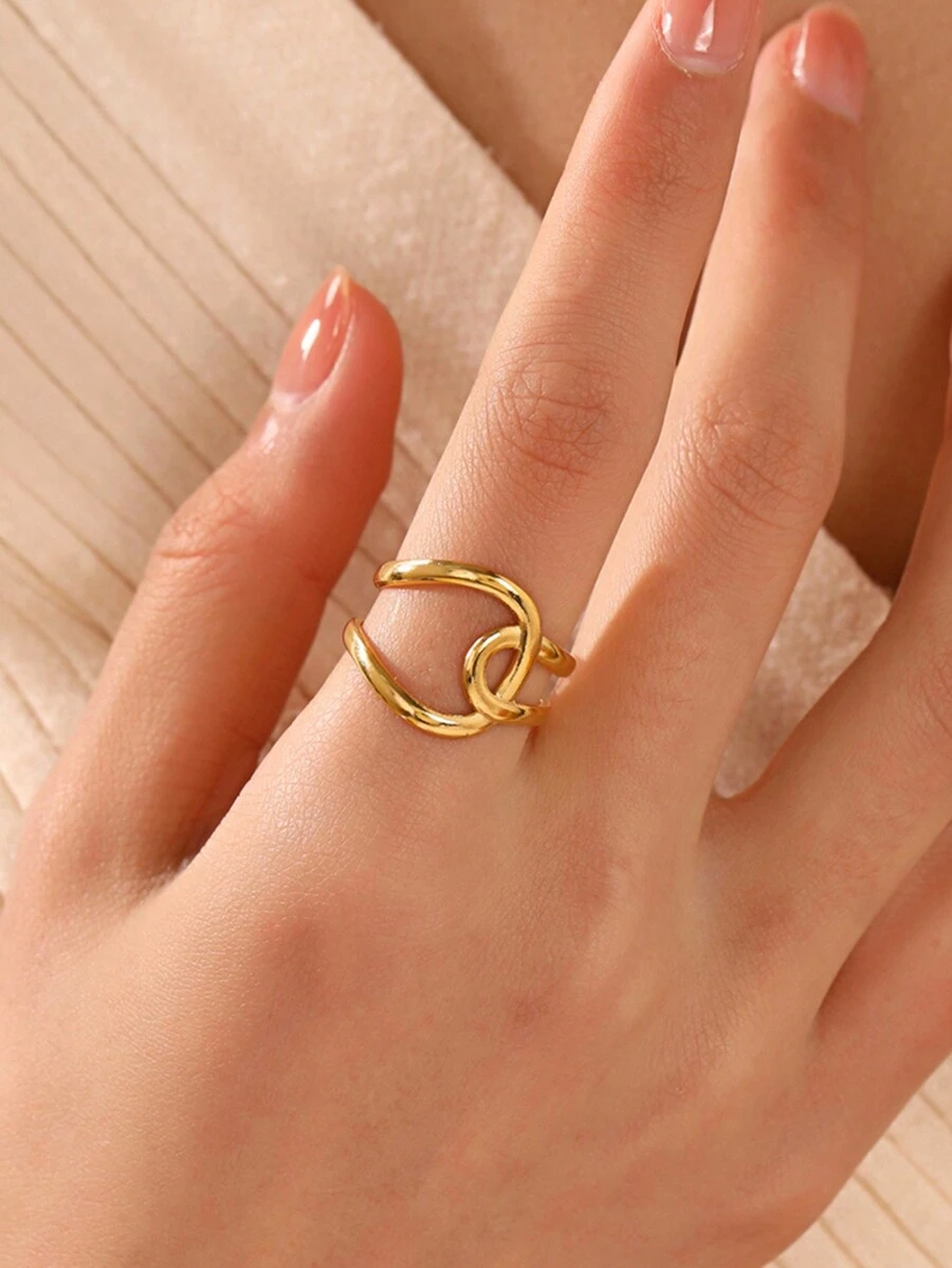 1pc Stainless Steel Fashionable Crisscross Ring Suitable For Women's Daily Wear
