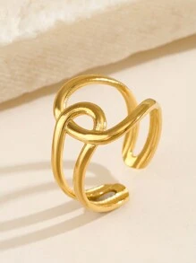 1pc Stainless Steel Fashionable Crisscross Ring Suitable For Women's Daily Wear