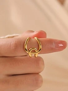 1pc Stainless Steel Fashionable Crisscross Ring Suitable For Women's Daily Wear