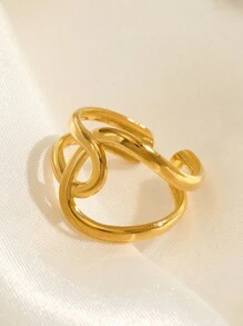 1pc Stainless Steel Fashionable Crisscross Ring Suitable For Women's Daily Wear