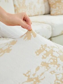 1入兩色織花負離子沙發套,簡約風格彈性沙發套,適用於沙發座椅和靠背,全年使用,寵物友好且防污 - 金色 - 查看 9