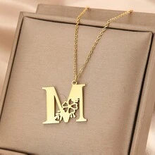 1 Chữ Vòng Cổ Handmade Ban Đầu Mặt Dây Chuyền Vòng Cổ Cá Tính Tên Vòng Cổ - Vàng - Xem 2
