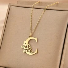 1 Chữ Vòng Cổ Handmade Ban Đầu Mặt Dây Chuyền Vòng Cổ Cá Tính Tên Vòng Cổ - Vàng - Xem 5