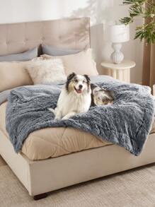 Waterproof Dog Blankets For Dogs - Calming Cat Blanket For Couch Protector Washable, Long Fau X Fur Pet Blanket For Puppy, Reversible Furniture Protection - 灰色 - 查看 3