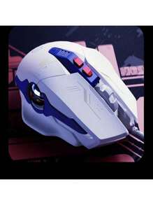 Inphic W9 Versión Mecánica Ratón De Juego Con Cable Con Luz Colorida, Duradero, Eficiente Y Cómodo Para Uso En Hogar Y Oficina - Azul y blanco - Ver 4