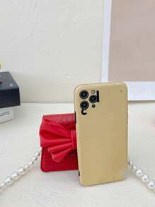 Bolso Bandolera Infantil Para Niñas, Mini Bolso Con Lazo, Cadena De Perlas - Rojo - Ver 6