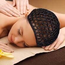 Red de pelo de malla negra Gorro de crochet Gorro de malla minimalista Gorro para dormir para uso diario, herramientas para el cabello, productos y accesorios para el cabello para peluquería, salón de belleza, viajes esenciales, vuelta al colegio, vacaciones esenciales, accesorios para el cabello para mujeres, cepillo para el peinado hacia atrás, accesorios para peluquería, secador de pelo - Negro - Ver 1