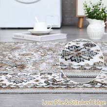 Boho Chic Washable Area Rug Washable Rug Vintage Soft Floral Distressed Print Carpet Non-Slip Non-Shedding Low-Pile Throw Thin Bedroom Rugs For Living Room Dining Room - Màu Khaki - Xem 6