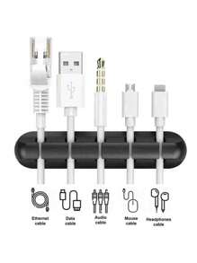 1入組,3/5/7個插槽的電纜夾,電纜管理線組織夾,矽膠自粘,適用於桌面usb充電線、床頭櫃電源線、鼠標電纜、電腦線、辦公室和家用 - 黑色 - 查看 4