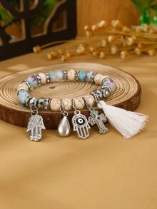 1 Miếng Vintage Bohemian Phong cách Hỗn hợp Đá cườm Tua Vòng tay Đối với phụ nữ - hạt - Xem 6