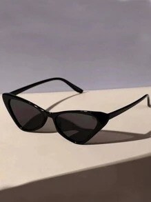 1pc Black Cat Eye Sunglasses, Suitable For Daily Wear - Black - View 2
