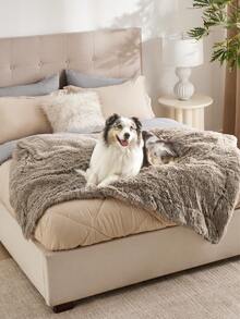 Waterproof Dog Blankets For Dogs - Calming Cat Blanket For Couch Protector Washable, Long Fau X Fur Pet Blanket For Puppy, Reversible Furniture Protection - 棕色 - 查看 3
