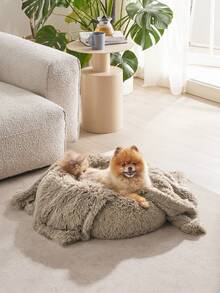 Waterproof Dog Blankets For Dogs - Calming Cat Blanket For Couch Protector Washable, Long Fau X Fur Pet Blanket For Puppy, Reversible Furniture Protection - 棕色 - 查看 7