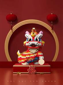 1300pcs+ 歡樂舞獅積木diy創意桌上裝飾慶祝新年禮物 - 紅色 - 查看 12