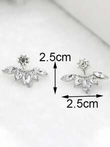 1 Đôi bông tai hình hoa cúc đính pha lê, thích hợp cho phụ nữ đeo hàng ngày. - Bạc 0972 - Xem 3