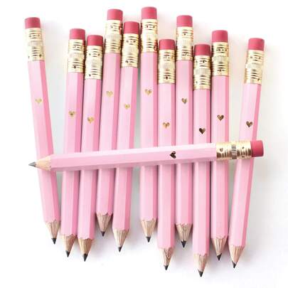 25pcs Pink Heart Mini Party Favour Pencils White Pencils Small White Pencils Games Bridal Shower Pencils Golf Pencils