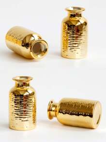 1個迷你金色風格浮雕紋理陶瓷金色小花瓶，桌面花卉擺設風格家居工藝婚禮家飾花盆