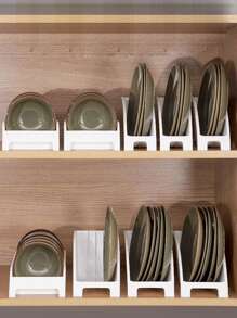 1入組廚房碗盤碟架,櫥櫃組織者,可排水,餐具儲物箱 - 白色 - 查看 2