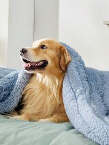 Waterproof Dog Blankets For Dogs - Calming Cat Blanket For Couch Protector Washable, Long Fau X Fur Pet Blanket For Puppy, Reversible Furniture Protection - 藍色 - 查看 6