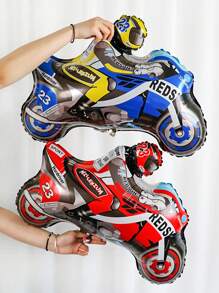 2pcs Motorcycle Racer Shaped Balloons, Red & Blue Motorbike Aluminum Foil Balloons, Perfect For Birthday Party And Race Themed Party Decoration, Back To School Valentine Day - Multicolor - View 7