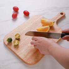1pc Rubber Wood Cutting Board With Handle, Suitable For Meat, Cheese, Vegetables, Bread And Cooked Food, Perfect For All Kinds Of Holidays